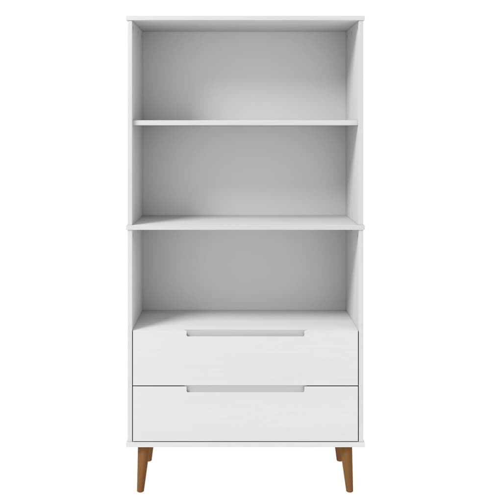 Boekenkast MOLDE 85x35x170,5 cm massief grenenhout wit