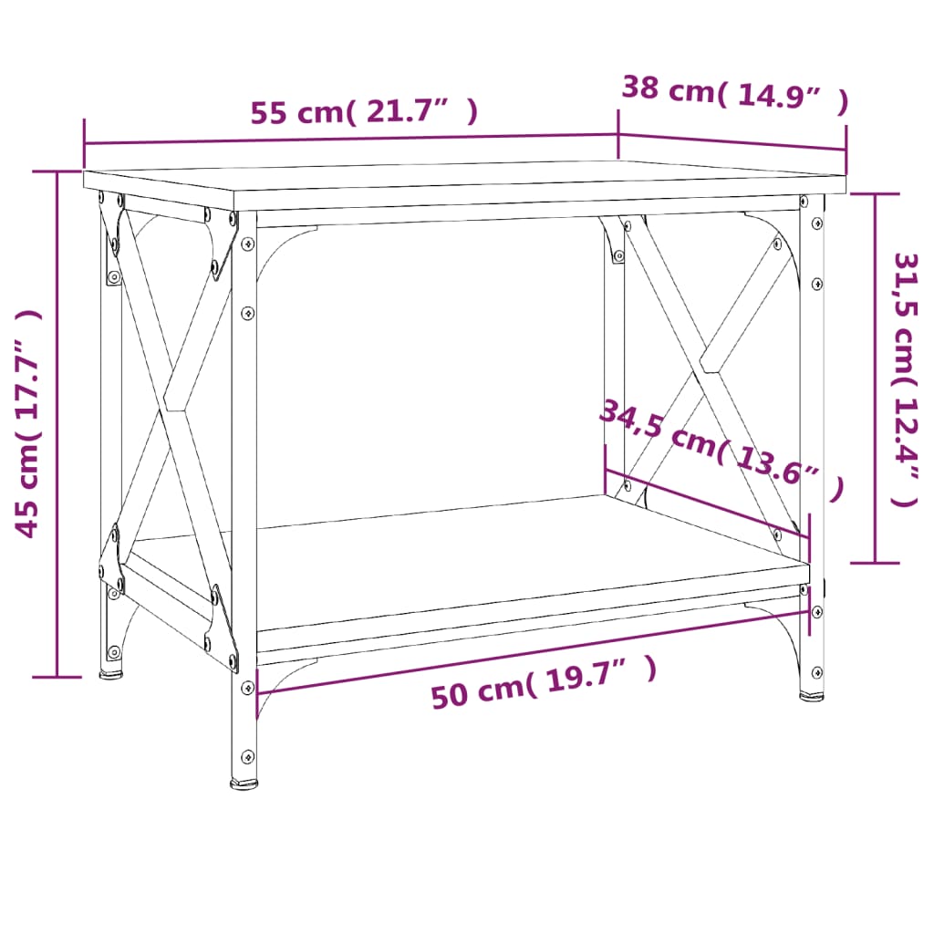 Bijzettafel 55x38x45 cm bewerkt hout sonoma eikenkleurig