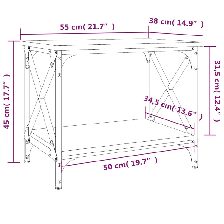 Bijzettafel 55x38x45 cm bewerkt hout sonoma eikenkleurig