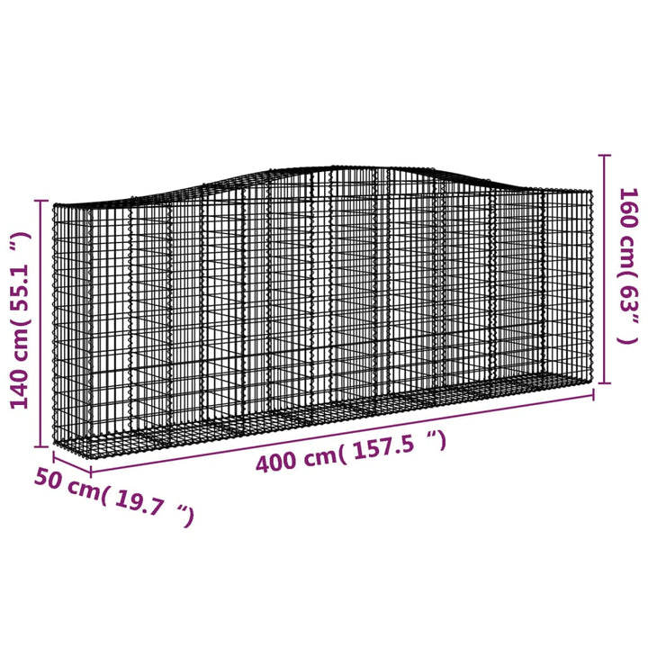 Schanskorven 20 st gewelfd 400x50x140/160 cm ijzer