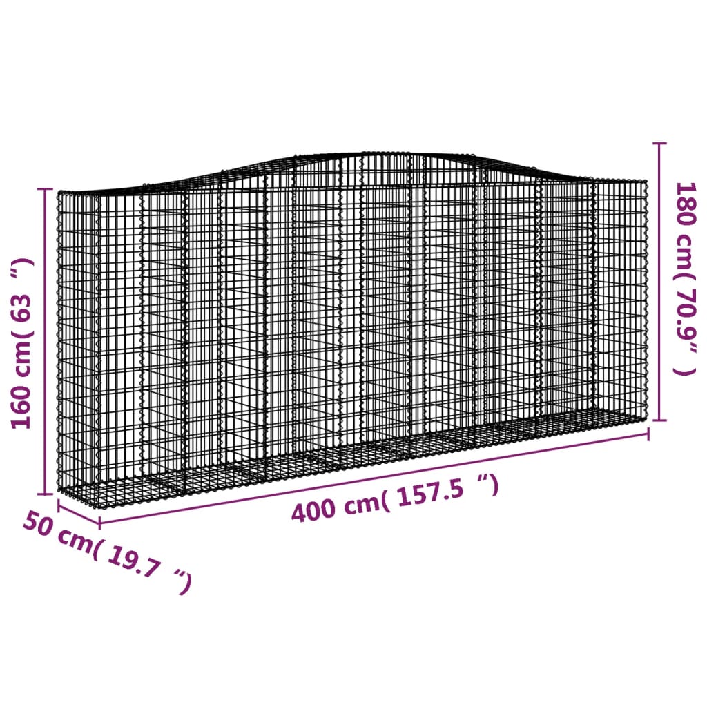 Schanskorven 7 st gewelfd 400x50x160/180 cm ijzer