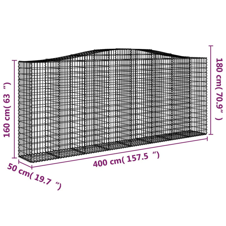 Schanskorven 8 st gewelfd 400x50x160/180 cm ijzer