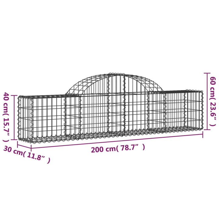 Schanskorven 9 st gewelfd 200x30x40/60 cm gegalvaniseerd ijzer