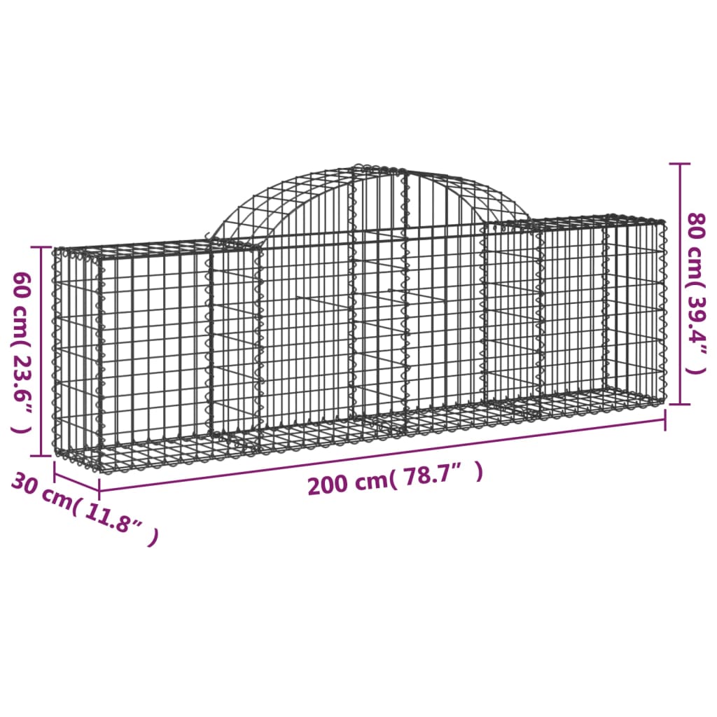 Schanskorven 30 st gewelfd 200x30x60/80 cm gegalvaniseerd ijzer