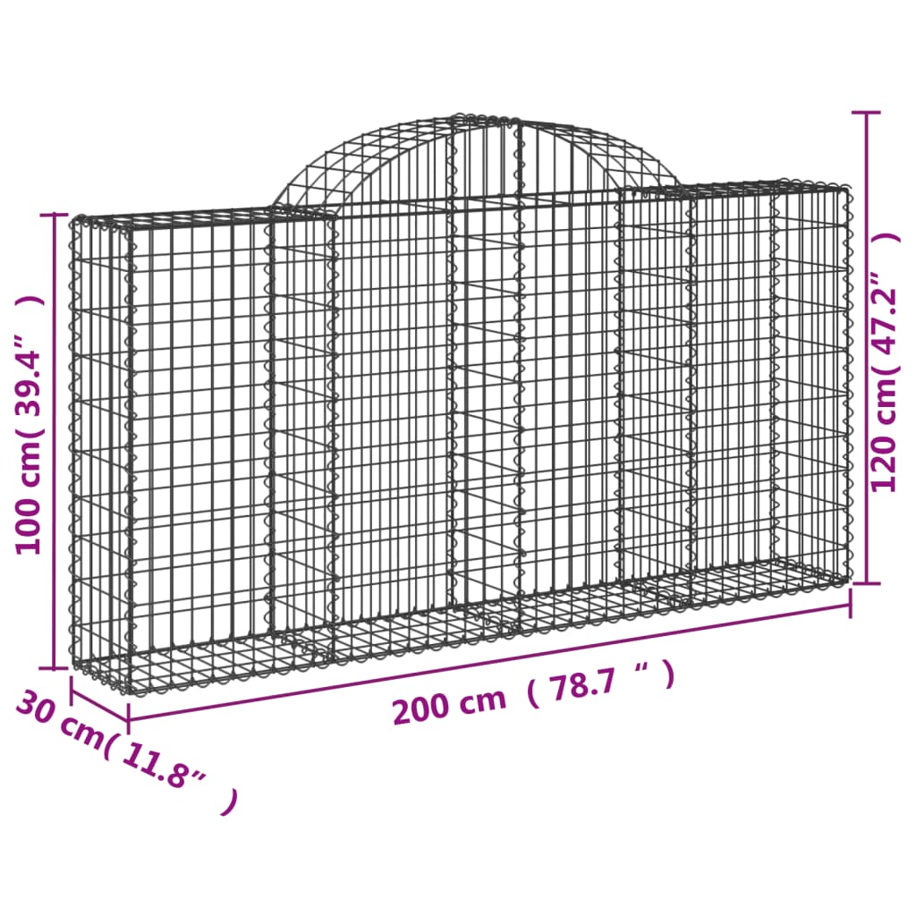 Schanskorven 40 st gewelfd 200x30x100/120 cm ijzer