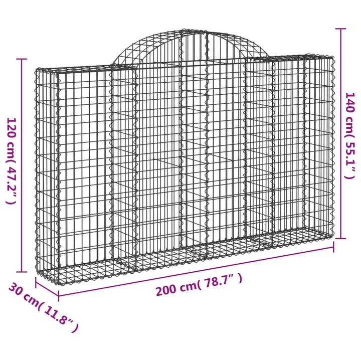 Schanskorven 25 st gewelfd 200x30x120/140 cm ijzer