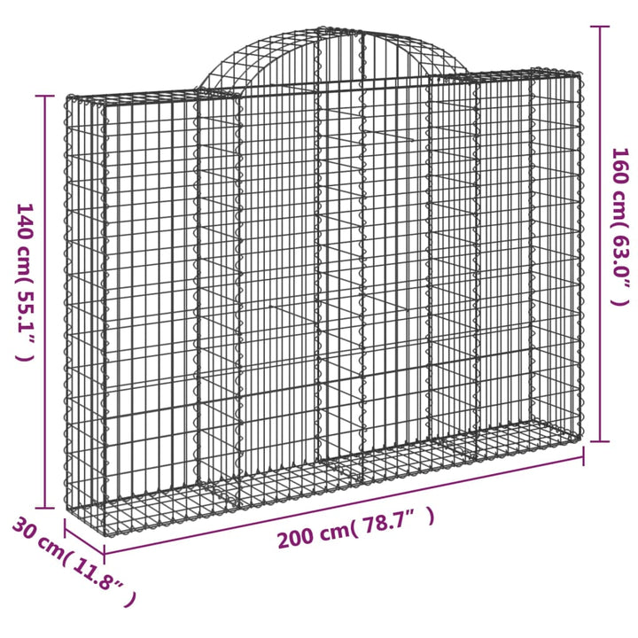 Schanskorven 14 st gewelfd 200x30x140/160 cm ijzer