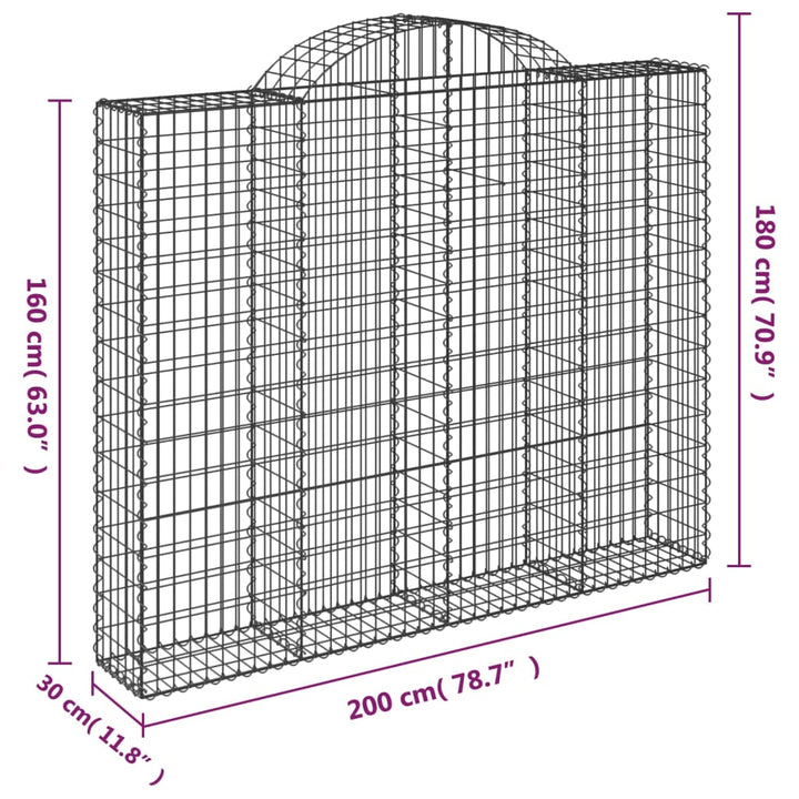 Schanskorven 8 st gewelfd 200x30x160/180 cm ijzer