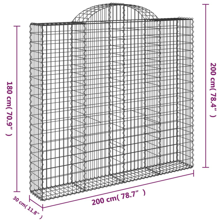 Schanskorven 6 st gewelfd 200x30x180/200 cm ijzer