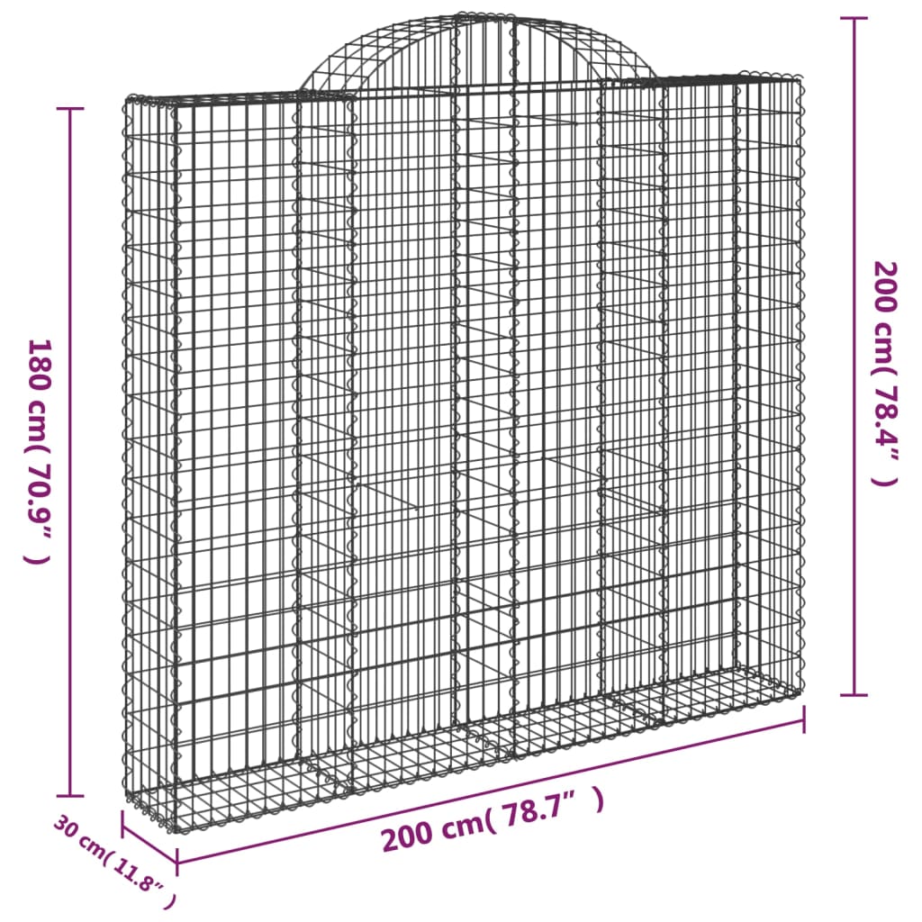 Schanskorven 9 st gewelfd 200x30x180/200 cm ijzer