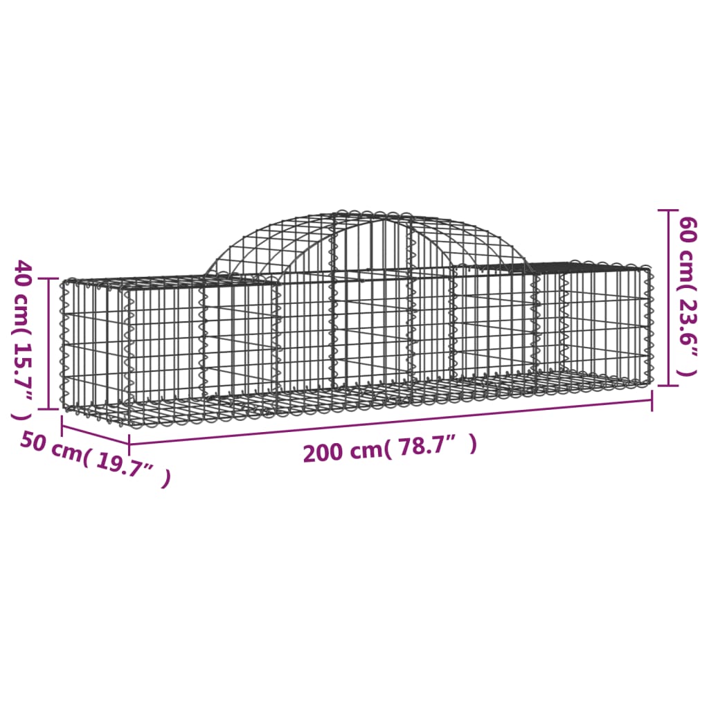 Schanskorven 25 st gewelfd 200x50x40/60 cm ijzer