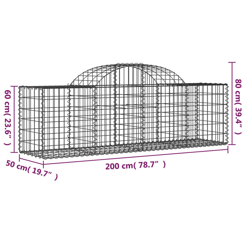 Schanskorven 40 st gewelfd 200x50x60/80 cm ijzer