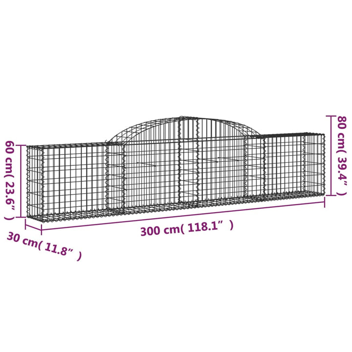 Schanskorven 25 st gewelfd 300x30x60/80 cm gegalvaniseerd ijzer