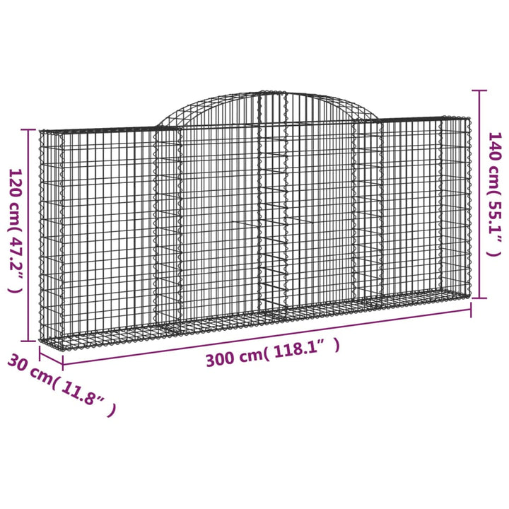 Schanskorven 17 st gewelfd 300x30x120/140 cm ijzer