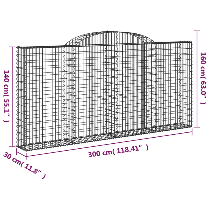 Schanskorven 13 st gewelfd 300x30x140/160 cm ijzer