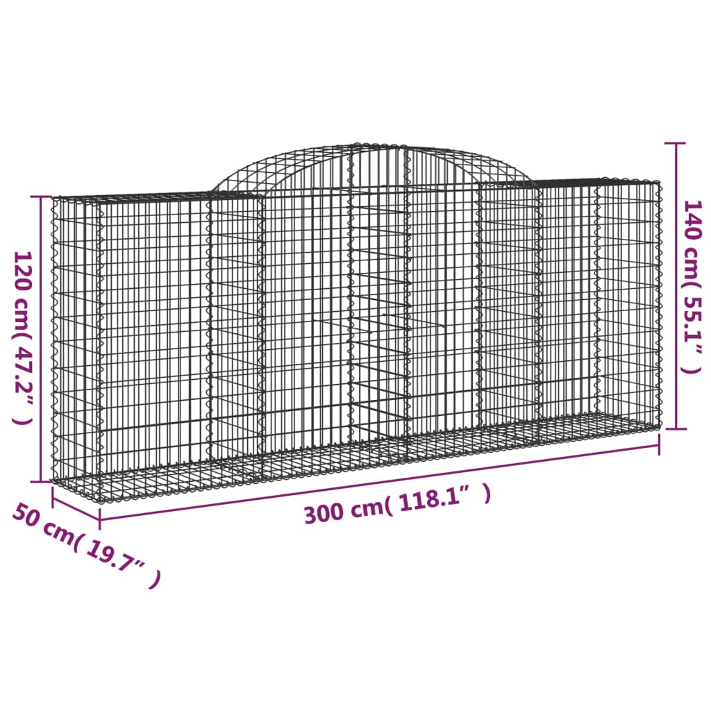 Schanskorven 25 st gewelfd 300x50x120/140 cm ijzer