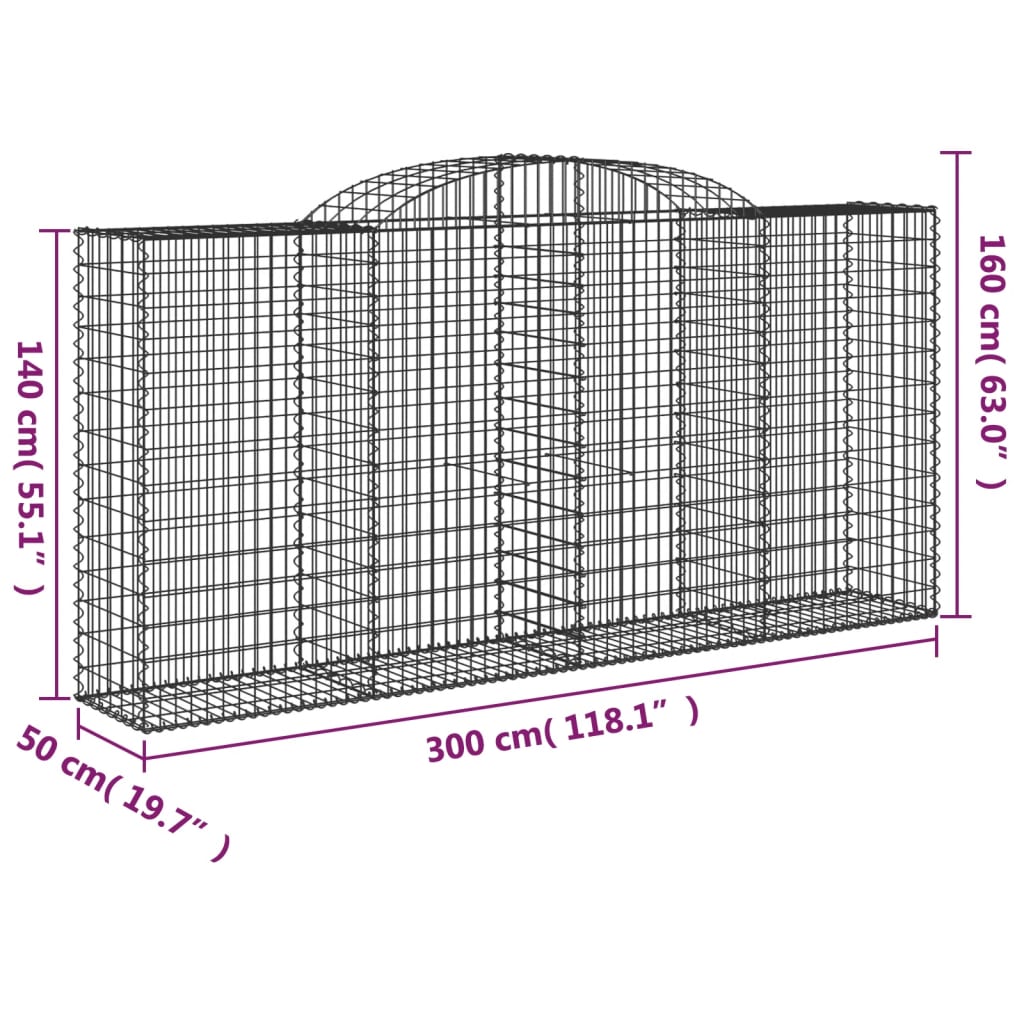 Schanskorven 17 st gewelfd 300x50x140/160 cm ijzer