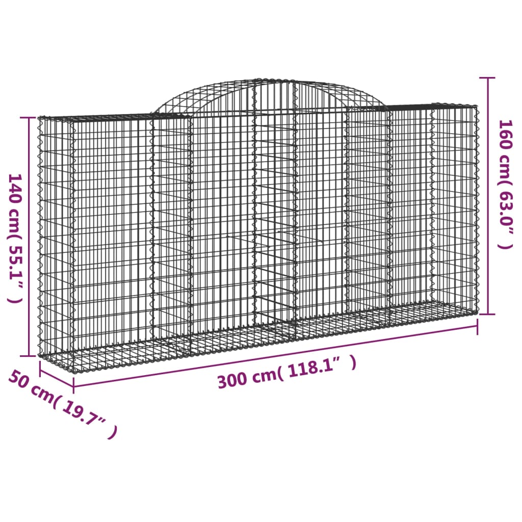 Schanskorven 25 st gewelfd 300x50x140/160 cm ijzer