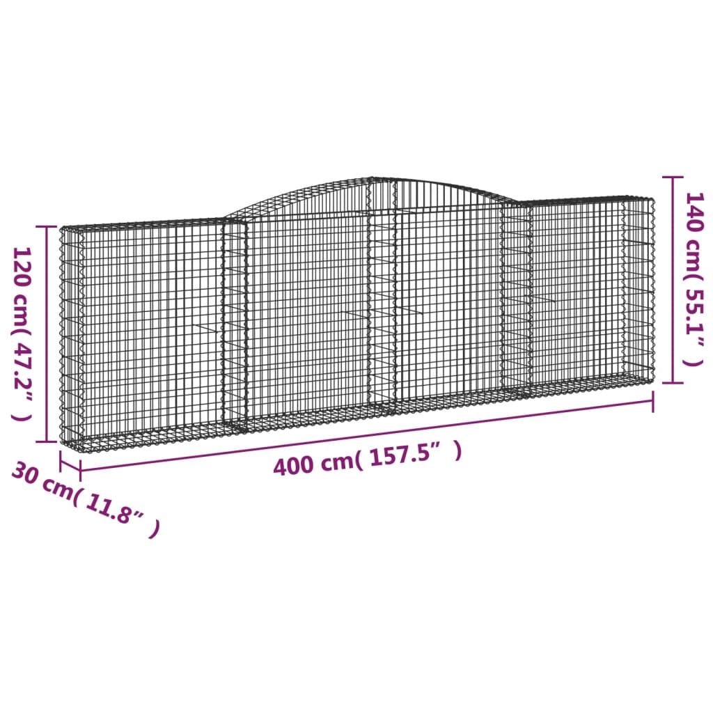 Schanskorven 10 st gewelfd 400x30x120/140 cm ijzer