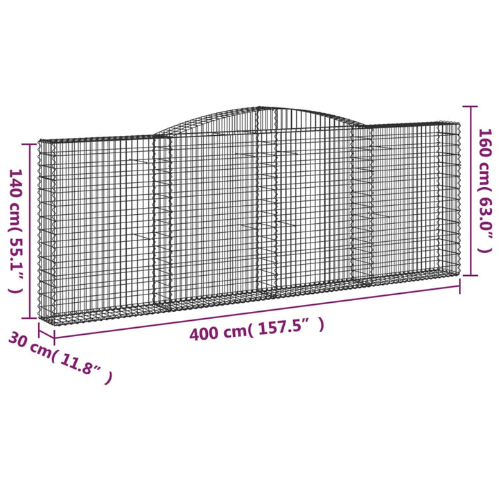 Schanskorven 10 st gewelfd 400x30x140/160 cm ijzer