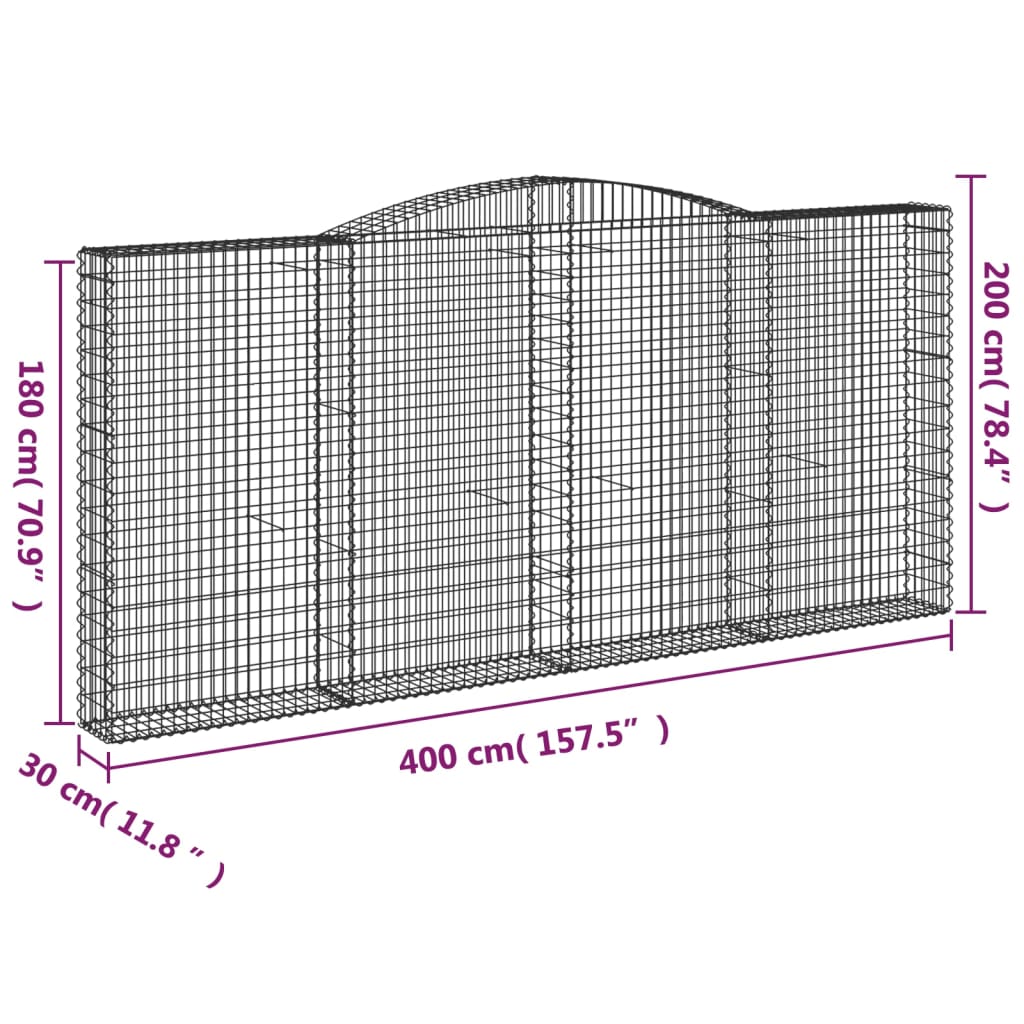 Schanskorven 9 st gewelfd 400x30x180/200 cm ijzer