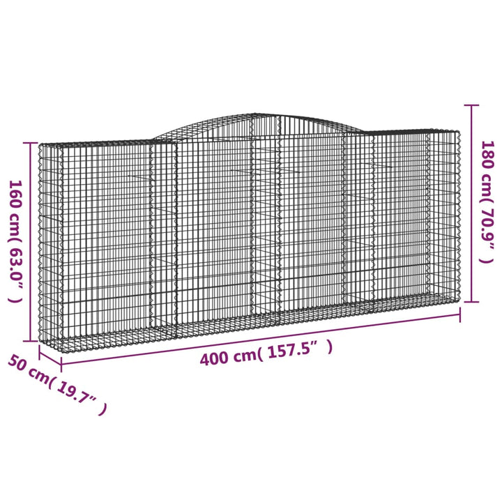 Schanskorven 10 st gewelfd 400x50x160/180 cm ijzer