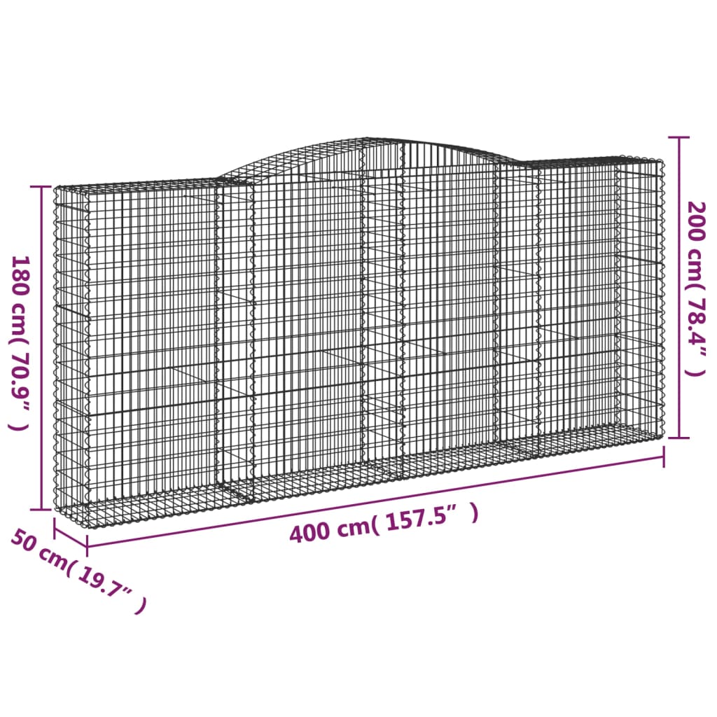 Schanskorven 6 st gewelfd 400x50x180/200 cm ijzer