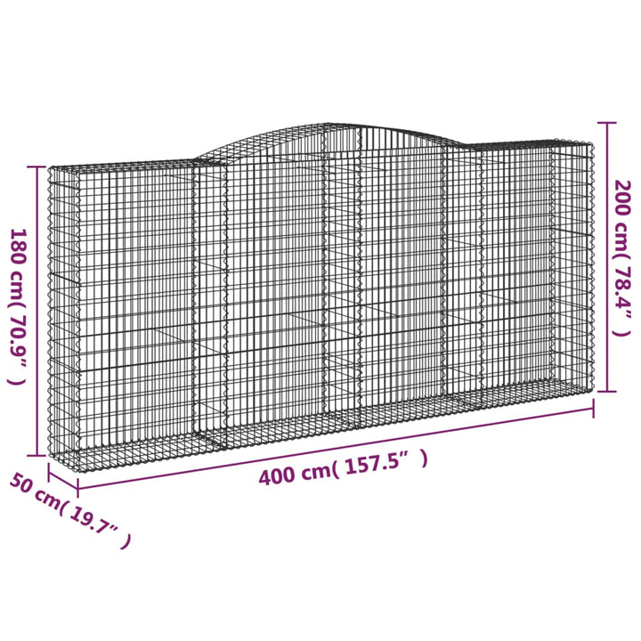 Schanskorven 6 st gewelfd 400x50x180/200 cm ijzer