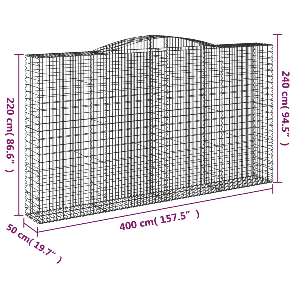 Schanskorven 6 st gewelfd 400x50x220/240 cm ijzer