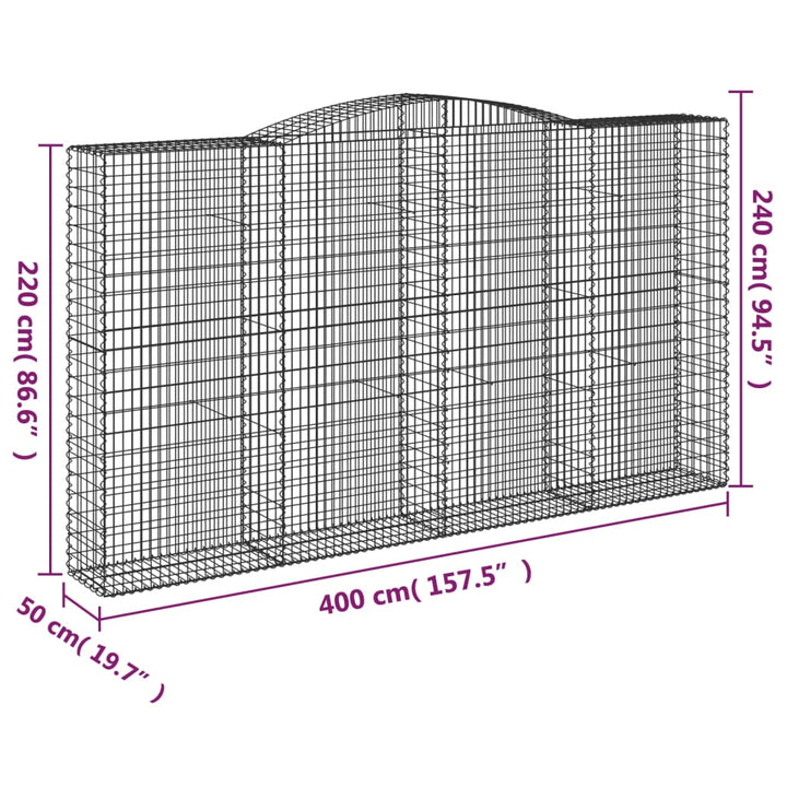 Schanskorven 6 st gewelfd 400x50x220/240 cm ijzer