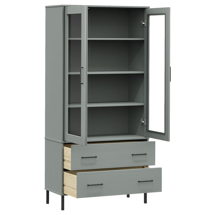 Boekenkast met metalen poten OSLO 85x35x172,5 cm hout grijs