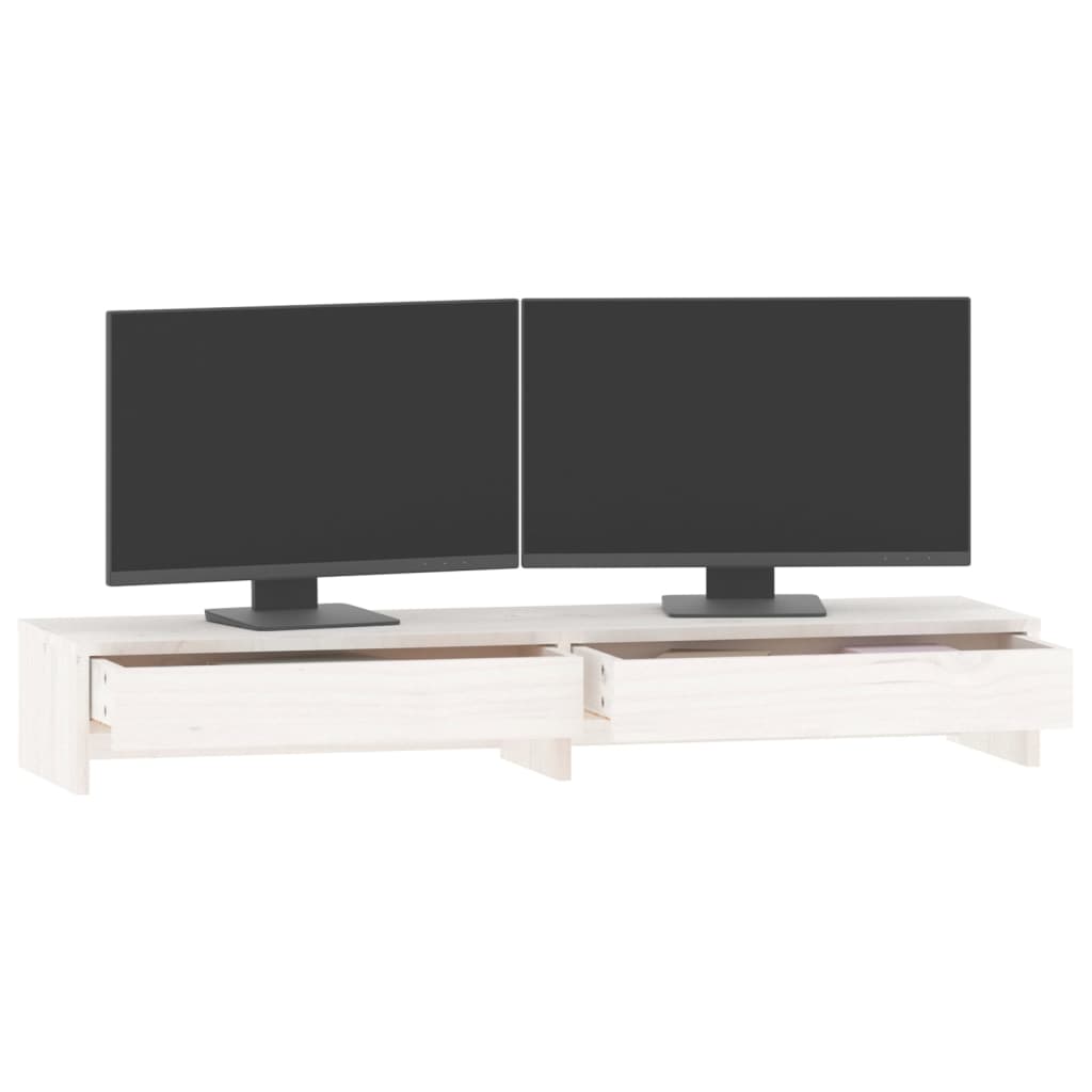 Monitorstandaard 100x27x15 cm massief grenenhout wit