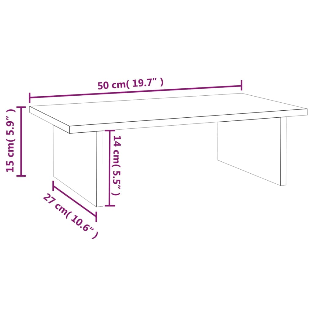 Monitorstandaard 50x27x15 cm massief grenenhout