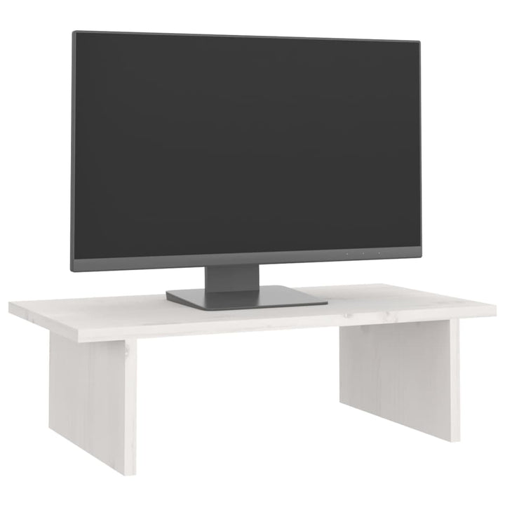 Monitorstandaard 50x27x15 cm massief grenenhout wit