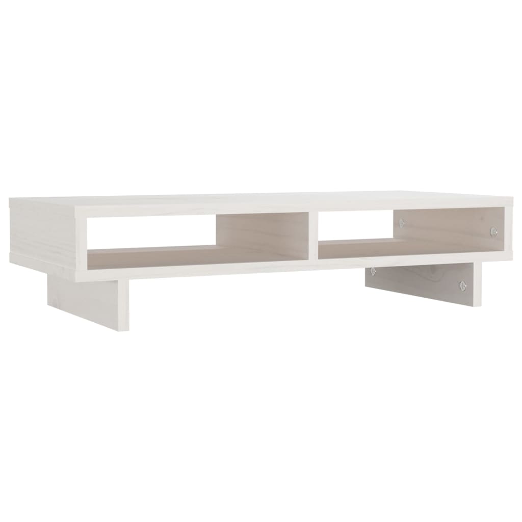 Monitorstandaard 60x27x14 cm massief grenenhout wit