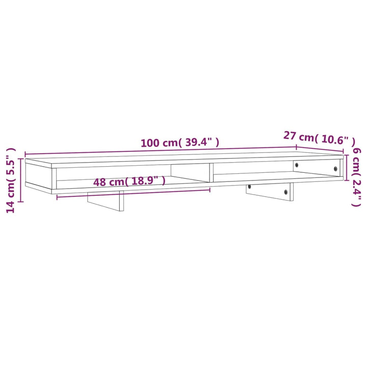 Monitorstandaard 100x27x14 cm massief grenenhout