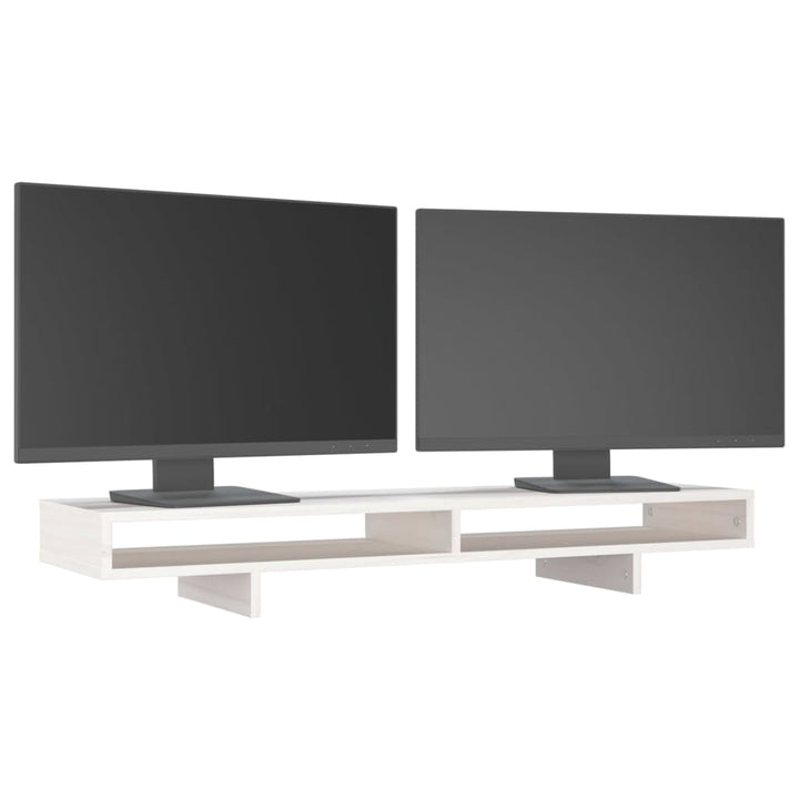 Monitorstandaard 100x27x14 cm massief grenenhout wit