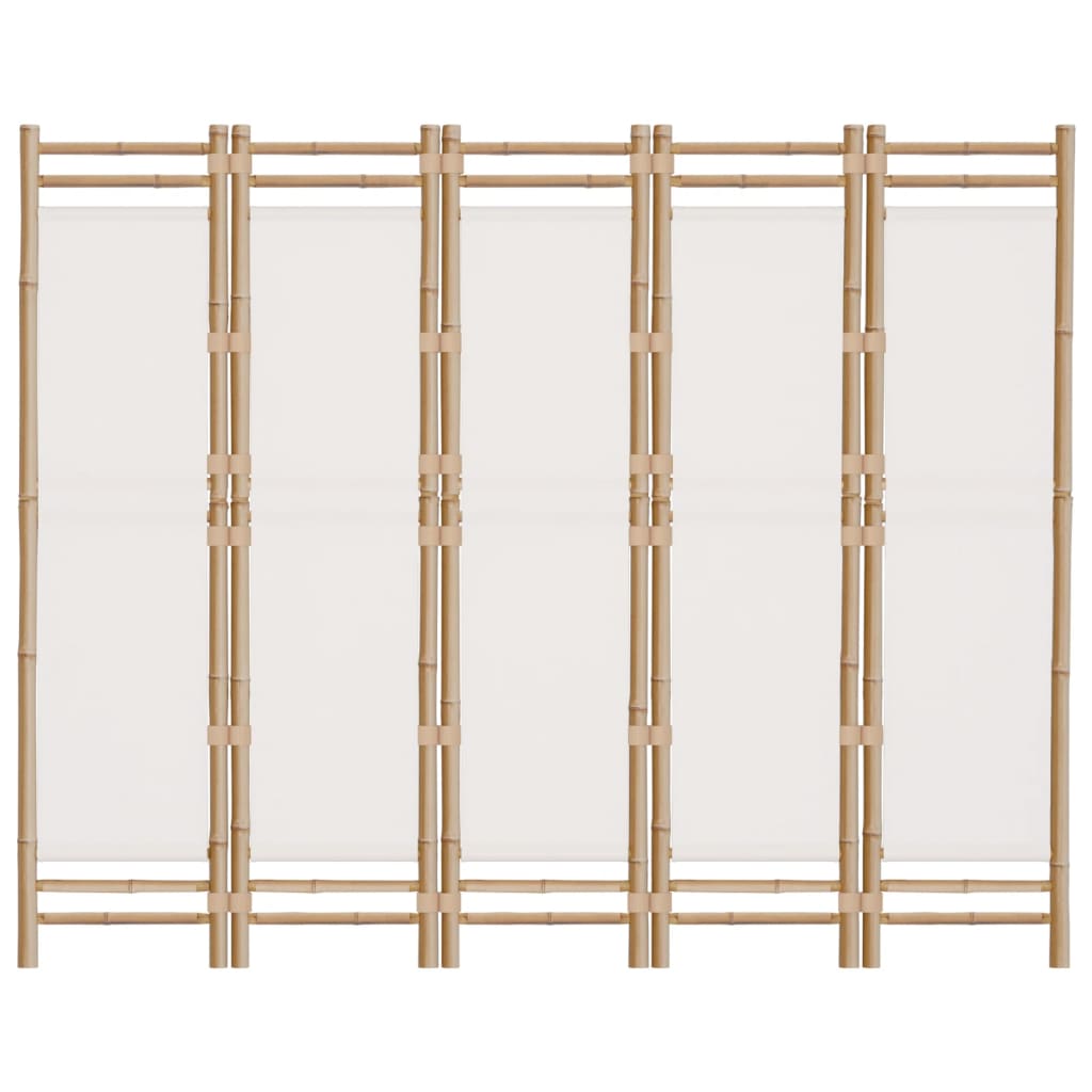 Kamerscherm 5-panelen inklapbaar 200 cm bamboe en canvas