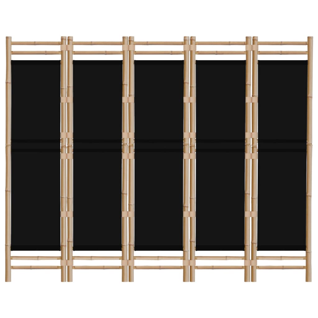 Kamerscherm 5-panelen inklapbaar 200 cm bamboe en canvas