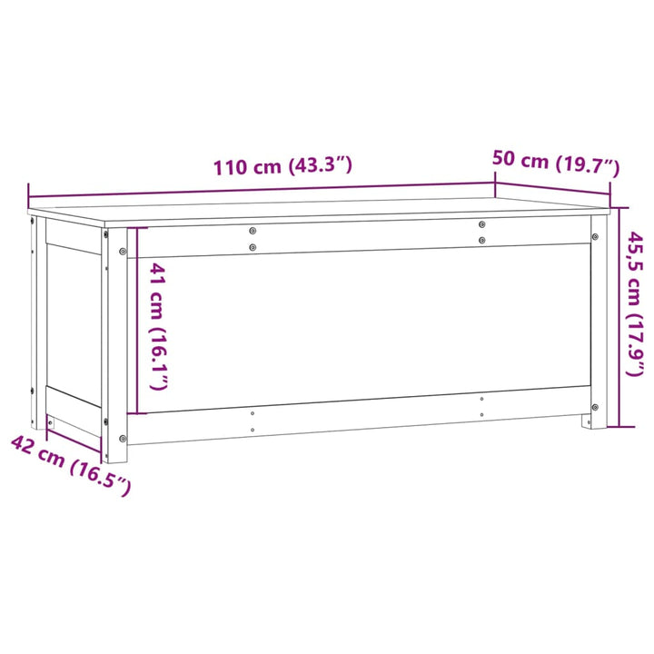 Opbergbox honingbruin 110x50x45,5 cm massief grenenhout