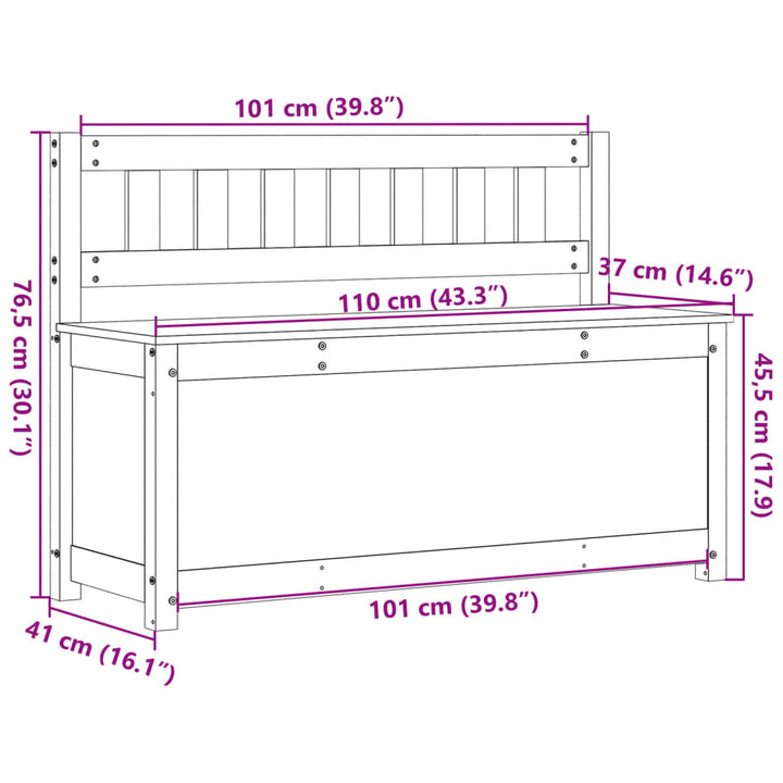 Bankje 110x41x76,5 cm massief grenenhout