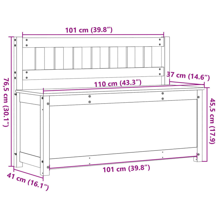 Bankje 110x41x76,5 cm massief grenenhout wit