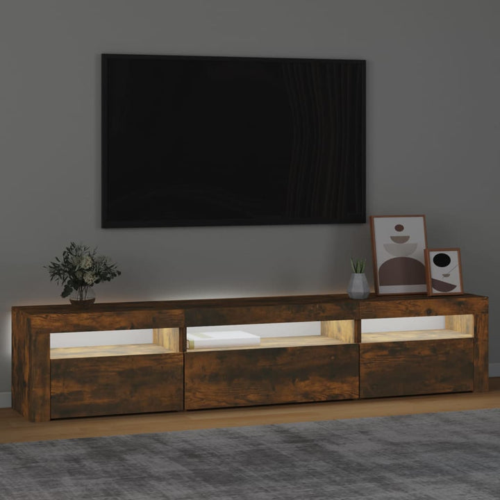 Tv-meubel met LED-verlichting 195x35x40 cm gerookt eikenkleurig