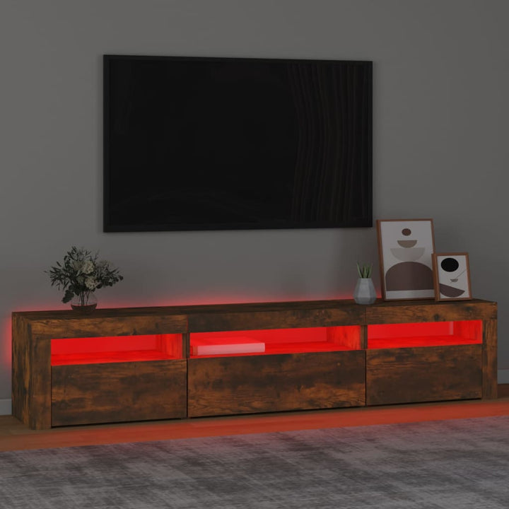 Tv-meubel met LED-verlichting 195x35x40 cm gerookt eikenkleurig