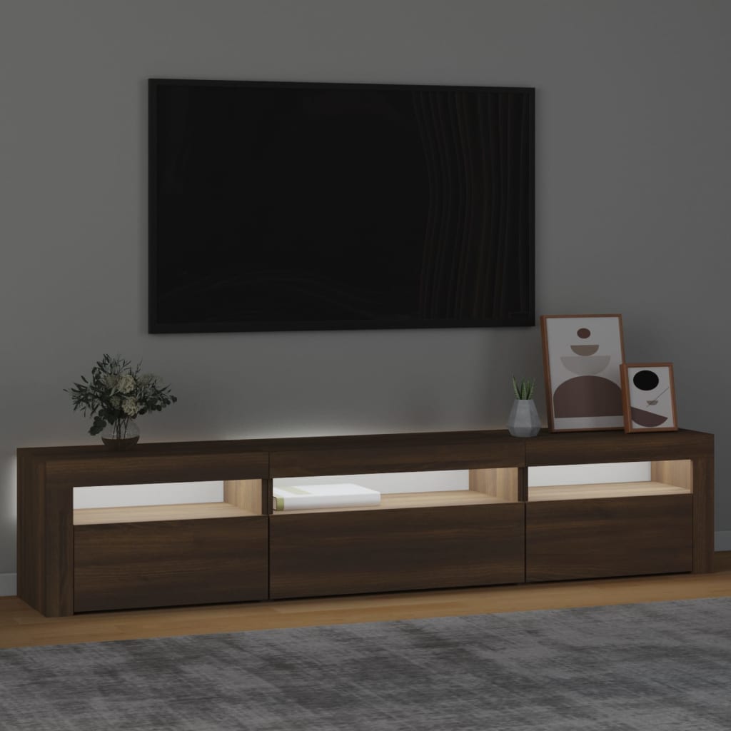 Tv-meubel met LED-verlichting 195x35x40 cm bruin eikenkleur