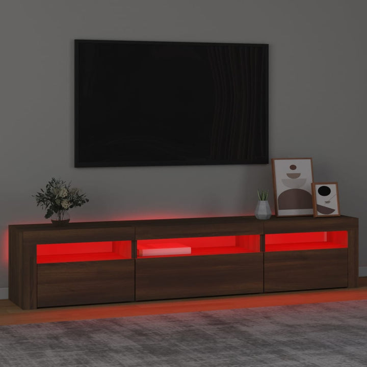 Tv-meubel met LED-verlichting 195x35x40 cm bruin eikenkleur