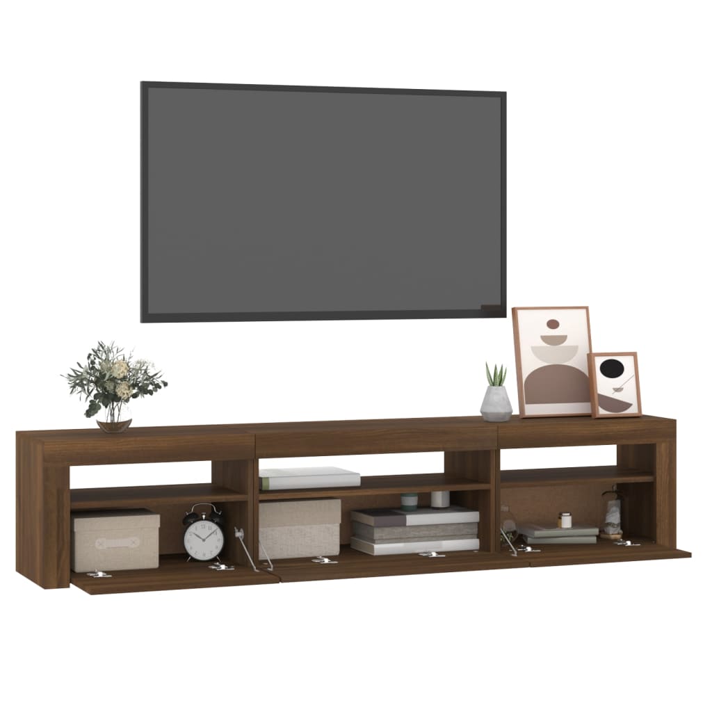 Tv-meubel met LED-verlichting 195x35x40 cm bruin eikenkleur