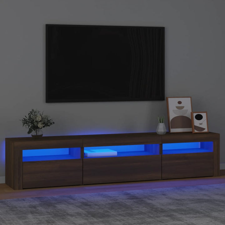 Tv-meubel met LED-verlichting 195x35x40 cm bruin eikenkleur