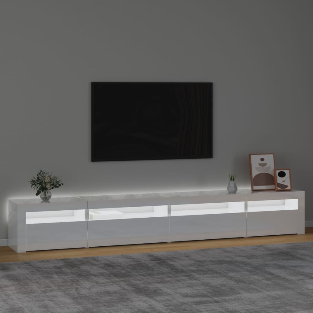 Tv-meubel met LED-verlichting 270x35x40 cm hoogglans wit