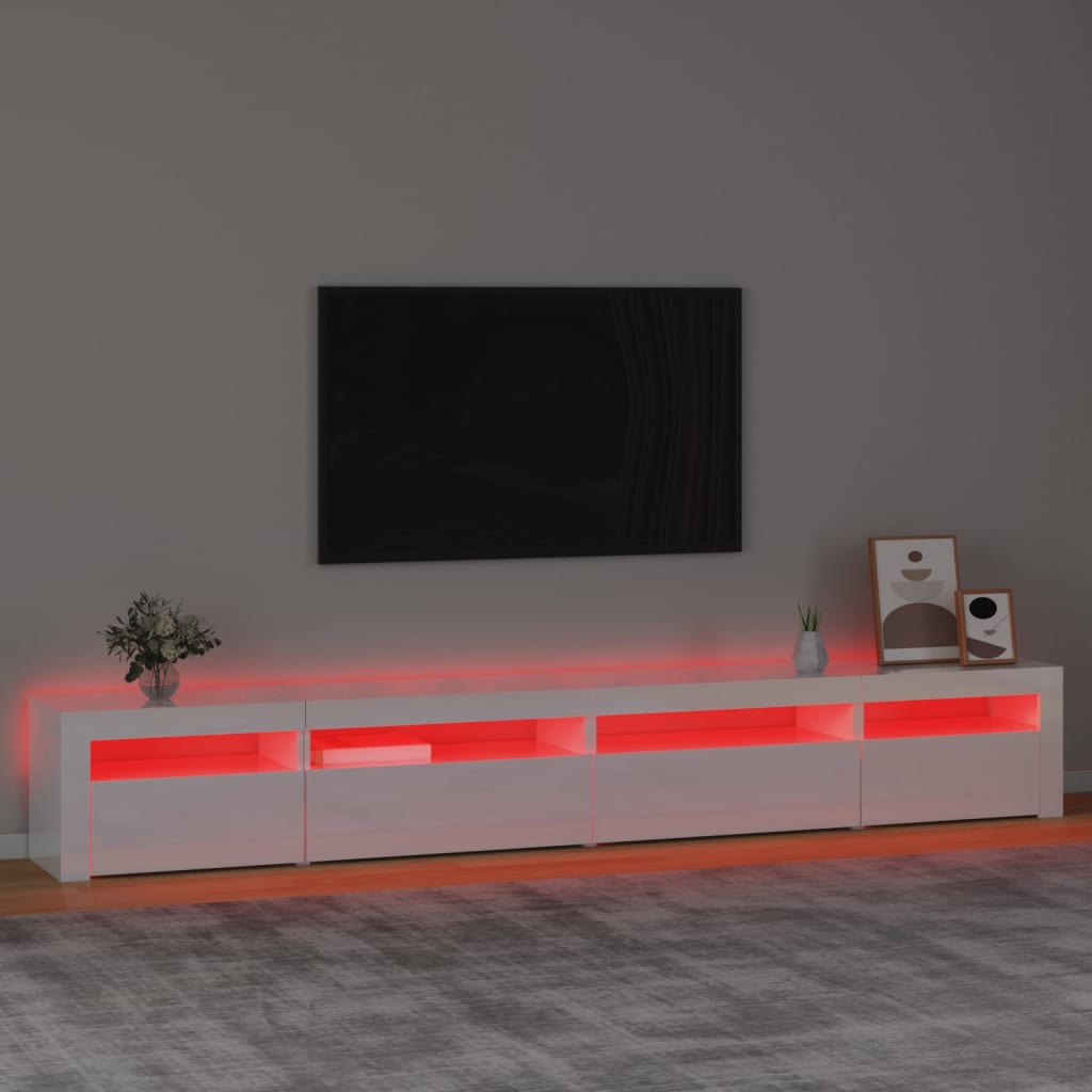 Tv-meubel met LED-verlichting 270x35x40 cm hoogglans wit